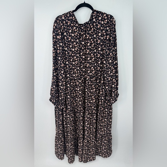 Levi’s Floral Long Puff Sleeve V Cut Neck Tie Maxi Dress - Picture 2 of 5